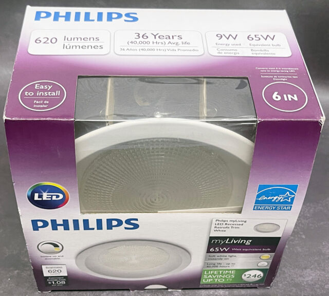 ~ side Ydmyg atlet Philips LED My Living 65w Recessed Retrofit Trim Lighting White 620 Lumens  for sale online | eBay