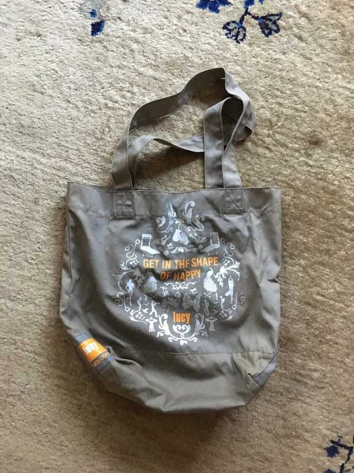 Lucy Tote Bag Get In The Shape Of Happy Canvas Shoulder Bag Workout Gym Fitness - Image 3 of 4