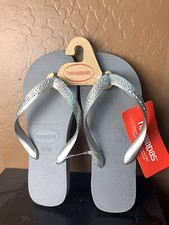 NWT Havaianas Slim Brazil STEEL GREY 7/8W / 6/7 M Flip Flops