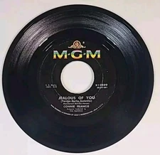 1960 Connie Francis Vtg 45 Jealous Of You & Everybody's Somebody's Fool K12899