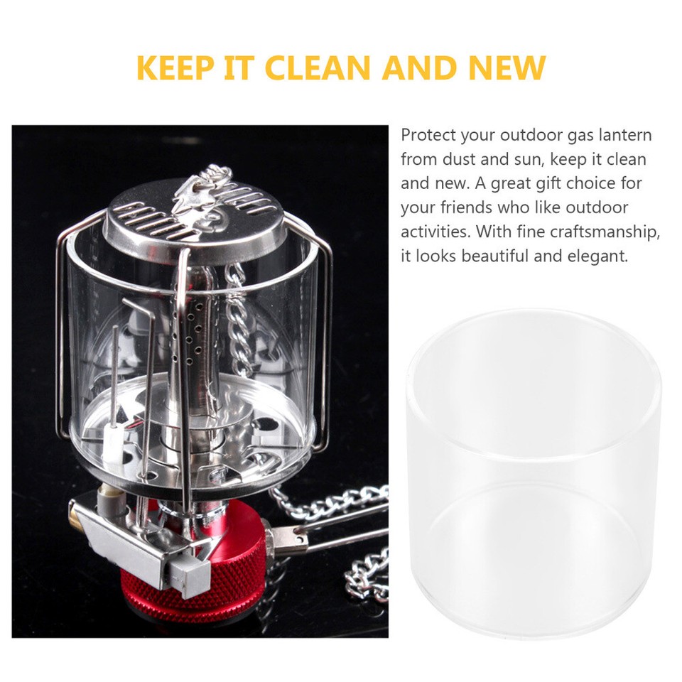 Gas Camping Lantern Mini Taper Candles Lamp Glass Shade Outdoor