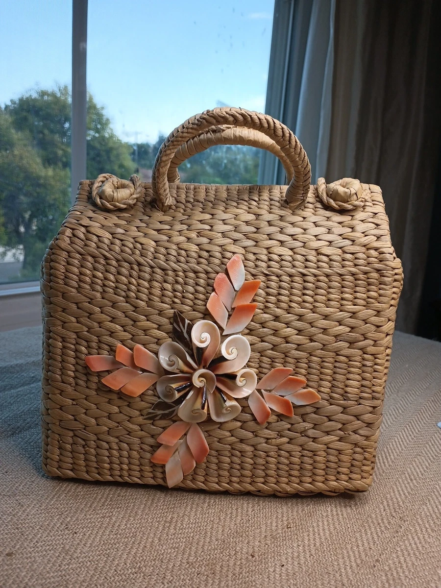 Handwoven Straw Vintage Purse Bag