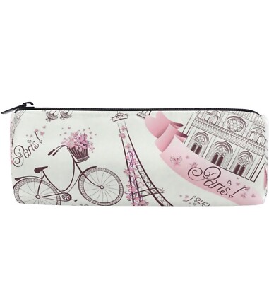 Auuxva Pencil Bag Floral Paris Eiffel Tower