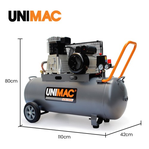 UNIMAC 100L 2.6kW Industrial Air Compressor 370L/min 116PSI Electric 15A Plug - Picture 11 of 12
