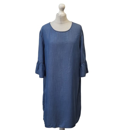Peacocks Blue Denim Short Sleeve Shift Dress Women's UK Size 18 W36-46