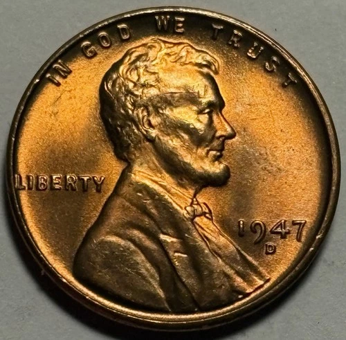 1947-D Lincoln Wheat Cent — Uncirculated MS Red 🔥 Original Roll
