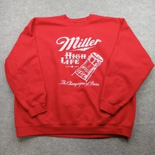 Miller High Life Sweatshirt Mens 2XL Red Junk Food Crewneck Beer Graphic Sweater