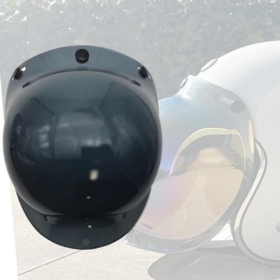 Motorcycle Helmet Bubble Visor, 3-Snap Flip Up Anti-Fog Lens for Open Black 