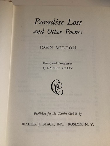 Paradise Lost and Other Poems by John Milton Poetry Classics Club HC Book 1943 - Picture 4 of 7