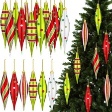 GRINCH 12 Pcs Red and Green Finial Drop Christmas Ornaments GREEN MONSTER