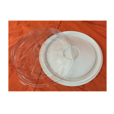 10" Round Plastic Food Storage Container Set, Clear/White, Snap Lids