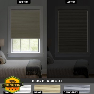 Lazblinds TDBU Honeycomb Blinds 26''x64'' Beige Blackout Cordless Cellular Shades