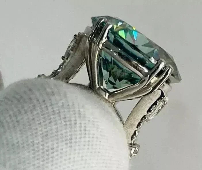 Anillo solitario de diamantes azules de 13,95 quilates RARO, increíble brillo, sin arancel. Foto 3 de 4