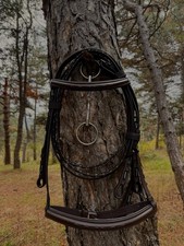 Premium Brown Leather Horse Bridle with Reins and Stainless Steel Bit