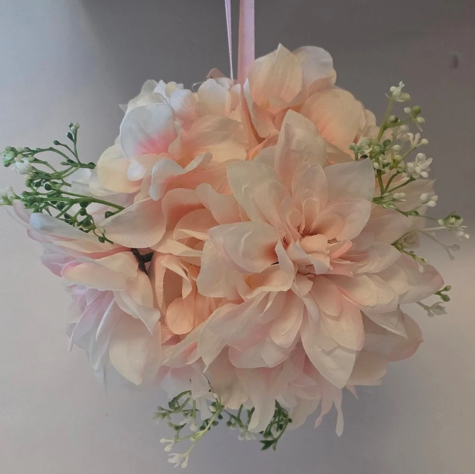 Silk Flower Kissing Balls Pink & White 6" New Lot Of 6 Bright Ideas - Image 2 of 4