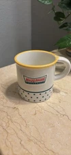 VTG Krispy Kreme Doughnuts Mug Handmade White Ceramic Coffee 3D Donut In Bottom