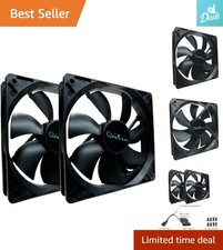 120mm 4pin 3pin Silent Black Case Fan 2-Pack Whisper Quiet Efficient