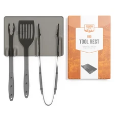 Yukon Glory Grey Silicone Grill Utensil Rest, Heat-Resistant BBQ Ut... Fast Ship