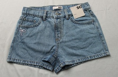 SO Goods For Life Girls Bow Embroidered Denim Shorts MS7 Blue Size 14 NWT