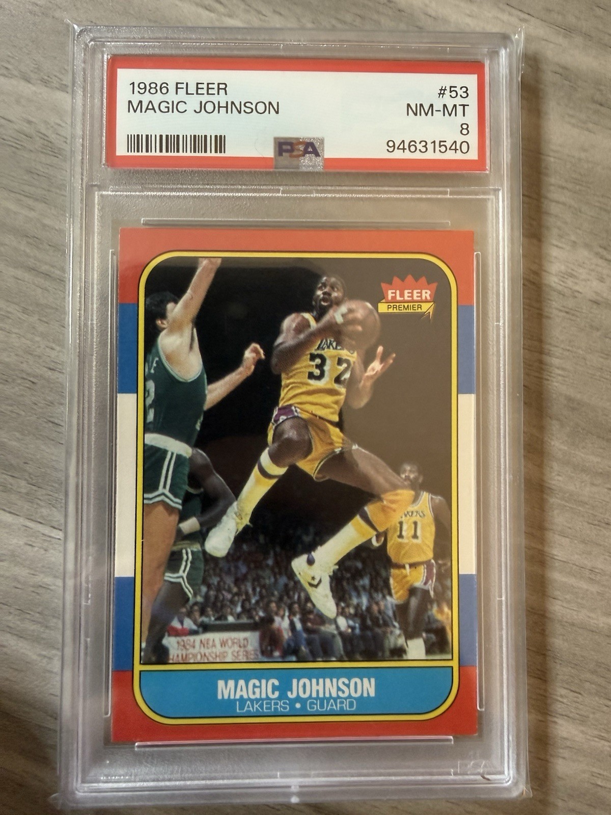 MAGIC JOHNSON ~ 1986-87 Fleer Basketball #53 ~ Graded PSA 8 NM-MT
