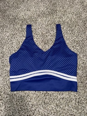 New Women s Sports Bra Medium Wilo MELBOURNE-AUSTRALIA Blue White Polkadots