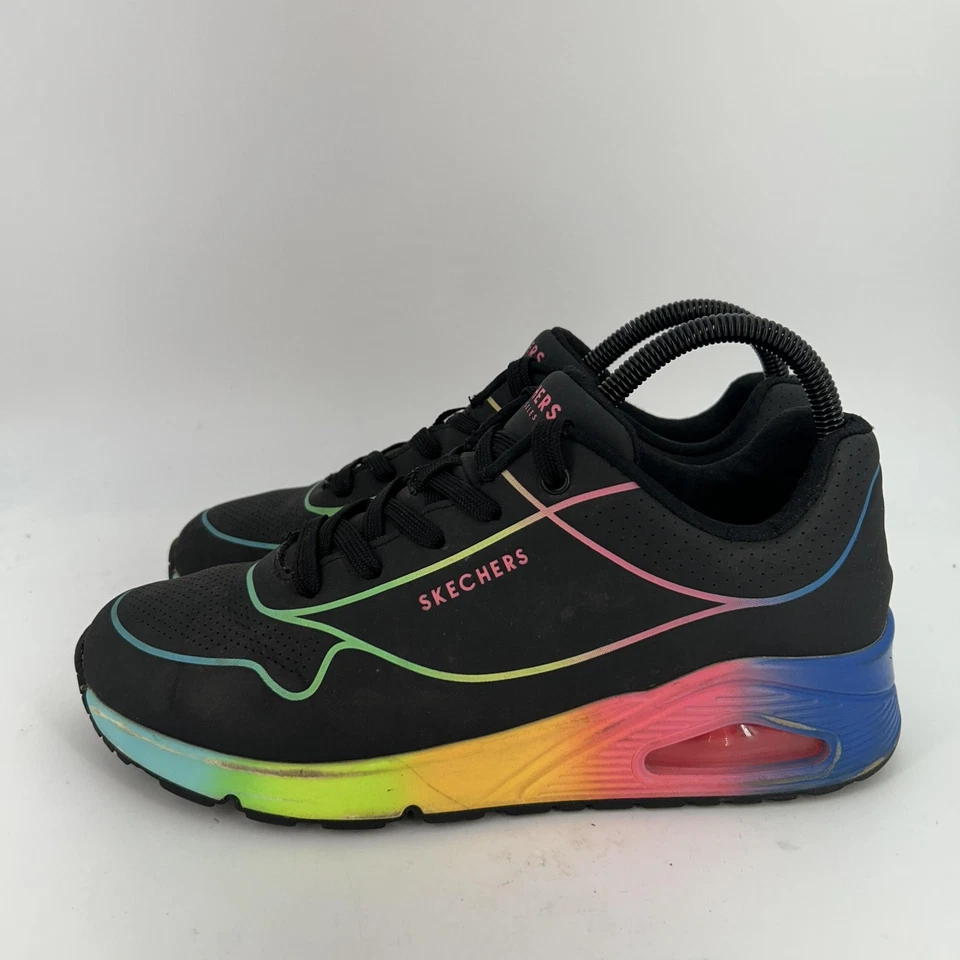 Zapatos Skechers para mujer talla 9 negros multi arco iris espuma viscoelástica refrigerada por aire SN155148 Foto 4 de 4