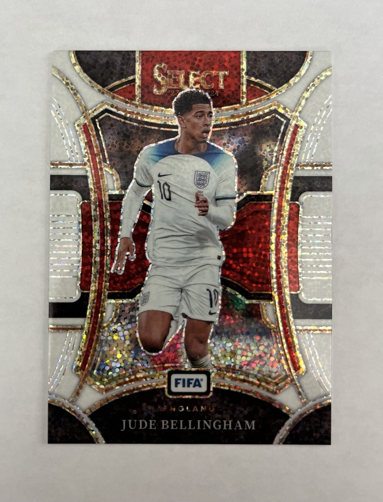 2023 Panini Select FIFA Jude Bellingham #177 White Sparkle Prizm SSP Color Match