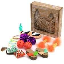 Cat Toys, Basic Cat Toy Box, Multi-Color, 14 Piece Set