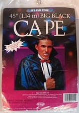 Halloween Cape 45" With 5" Stand Up Collar Black It's Fun Tyme 