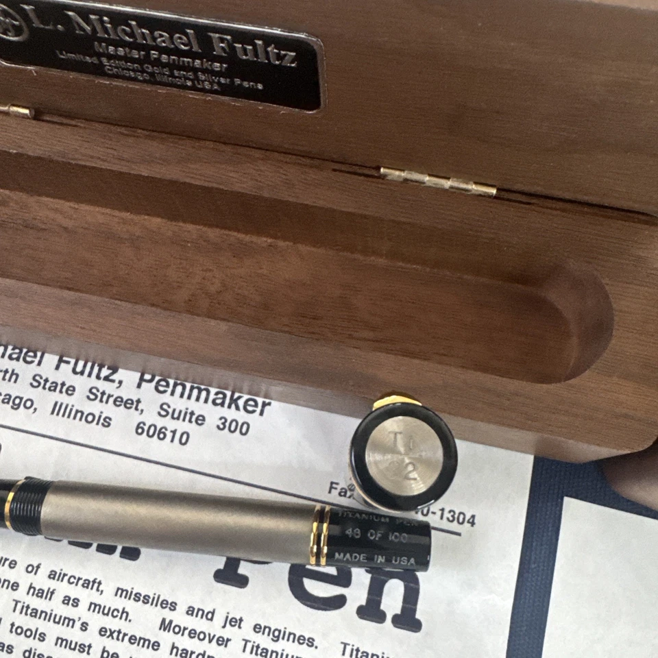 CANETA TINTEIRO RARA Parker Duofold TITANIUM Ti 22 L. MICHAEL FULTZ LE 48/100 - Imagem 2 de 4