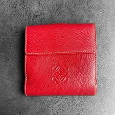 LOEWE Anagram Bifold Wallet Compact Wallet Saffiano Leather Authentic