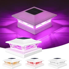 Solar Post Cap Light Outdoor Waterproof: RGB Color Changing - Solar Fence Cap...