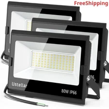 Ustellar 3 Pack 80W Led Flood Lights Outdoor Bright 24000LM Security Lights IP66
