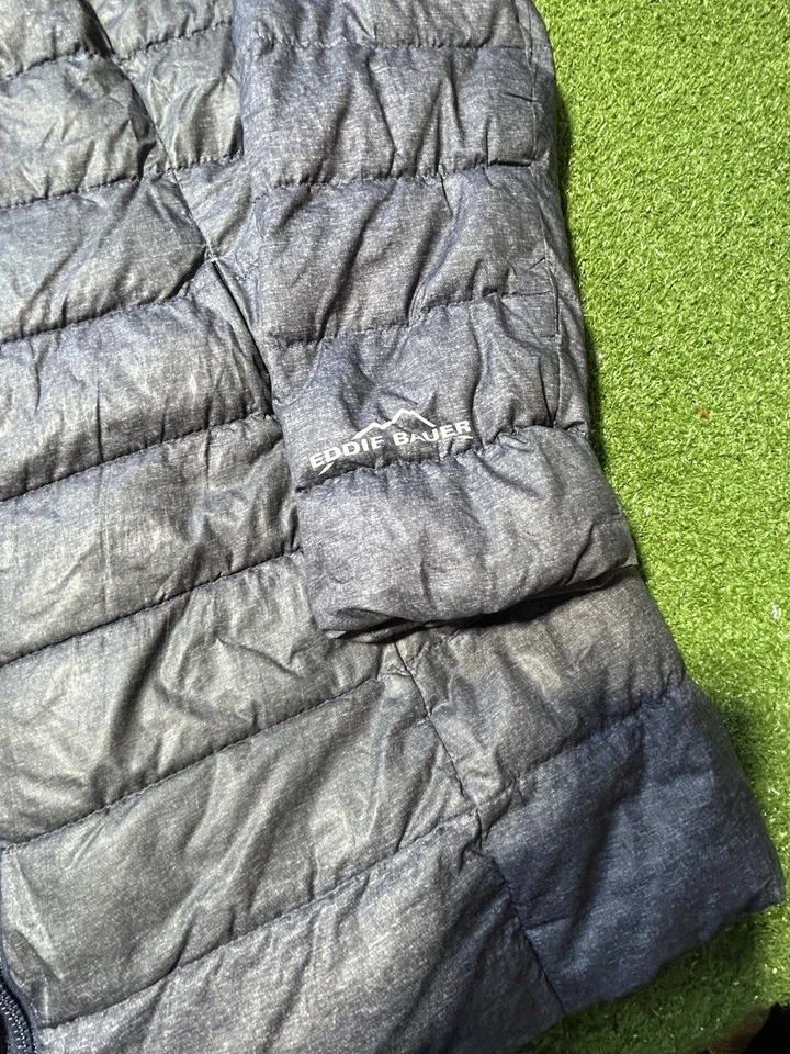 EDDIE BAUER EB650 DOWN Womens Medium Navy Full Zip Hooded Puffer Parka Jacket - Image 3 of 4