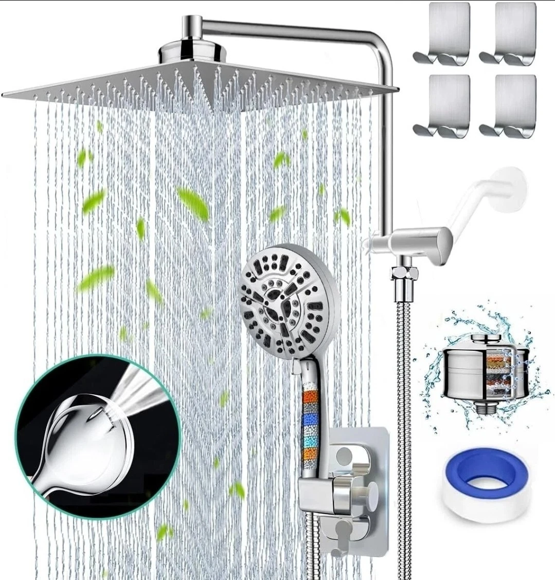 Amorix Filtered Shower Head 12" Rain Shower Head with Handheld Spray Dual Filter