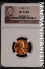 1950-D Lincoln Wheat Cent-Ch Gem BU NGC MS 65 Red Lustrous No Reserve #SLK833