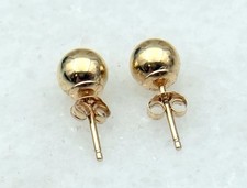 14K Solid Yellow Gold Ball Earrings 5.8mm Stud Polished Hollow