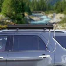 Black+Silver Portable Water Tank for Camping, Roof Rack Mount Road Shower