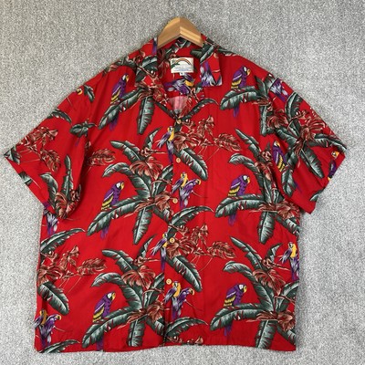 Paradise Found Hawaiihemd Herren Extra Large Magnum PI Papagei Rot Tropical 90s