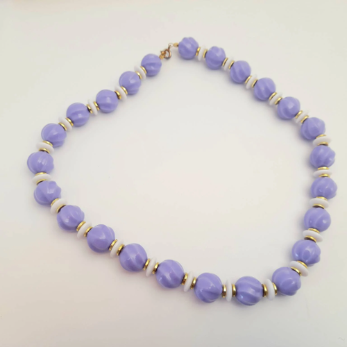 Vintage Chunky Plastic Purple Bead Necklace Statement Lagenlook Jewellery - Picture 5 of 6