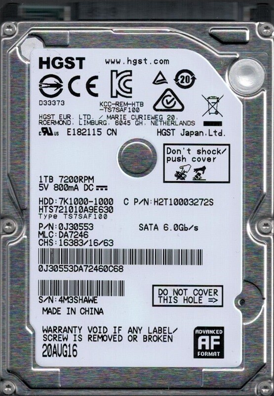 HGST HTS721010A9E630 P/N: 0J30553 MLC: DA7246 China 1TB | eBay