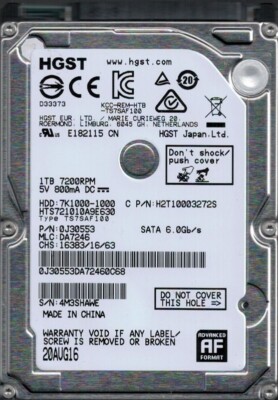 HGST HTS721010A9E630 P/N: 0J30553 MLC: DA7246 China 1TB | eBay