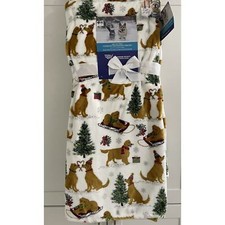 Set 2 GOLDEN RETRIEVER Dog 60x70" Plush Blanket Christmas Holiday Dogs Labrador