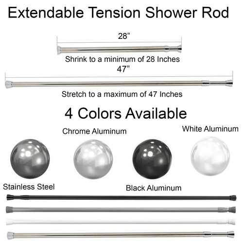 Tension Adjustable Shower Curtain Rod 43-79 Inches or 28-47 Inches - 第 3/19 張圖片