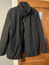 CALVIN KLEIN Men's Midweight Jacket Classic Fit Stand Collar Size L Black