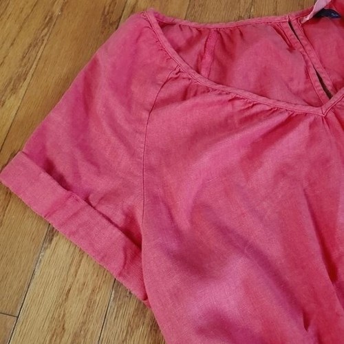 Romper filo universale donna misto lino rosso medio cravatta elastica vita estate - Foto 13 di 15