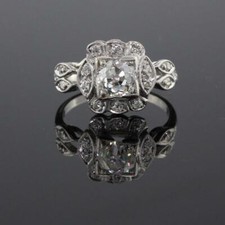 Classic Antique Art Deco 1.40 CT Old European Cut CZ Anniversary 925 Silver Ring
