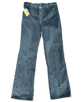 Vintage 70s Lee Mens Jeans 34 Long Fashion Boot Cut Velvet Gray Made USA Disco