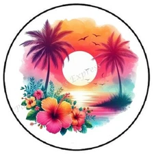 TROPICAL SUNSET ENVELOPE SEALS LABELS STICKERS PARTY FAVORS