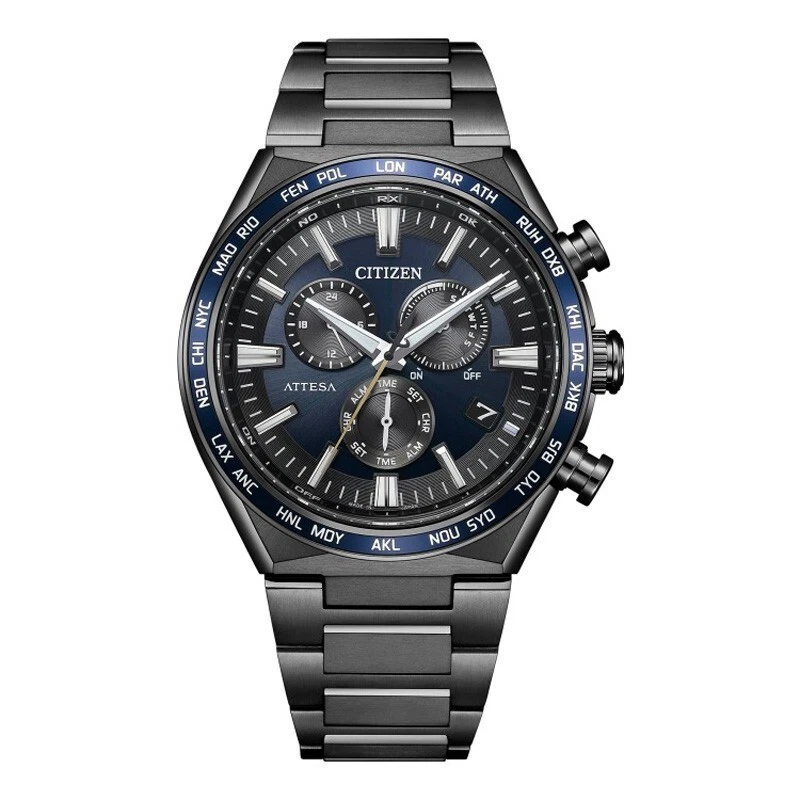 Reloj Citizen Attesa CB5967-66L Negro x Azul Eco-Drive Titanio Atómico Hombre JAPÓN